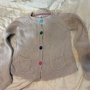 MINI BODEN Stylish Beige Cardigan with Colorful Buttons CHILDS SIZE 11-12 years